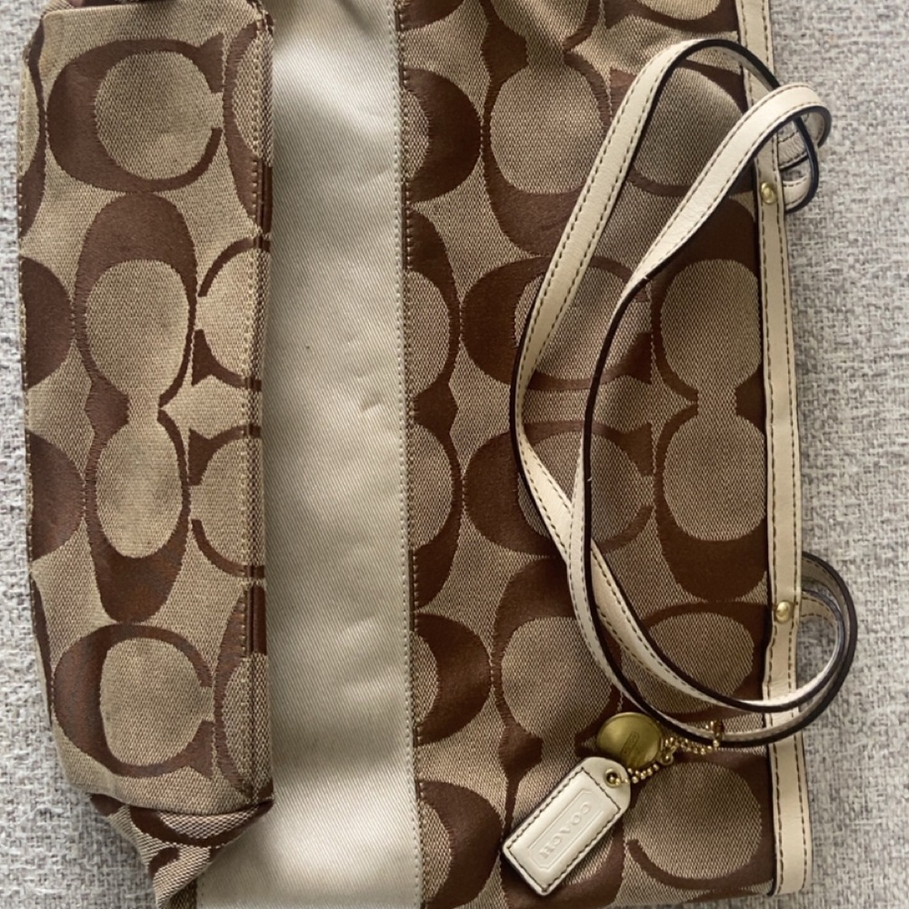 Coach Signature Brown and Cream Tote